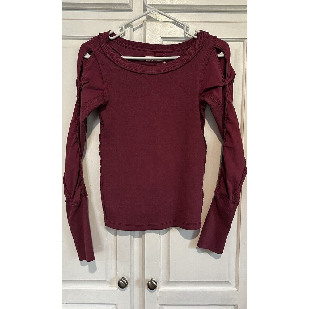 We the Free Free People Dreamy Mulberry Sleeve Embellished Top Size XS Boho